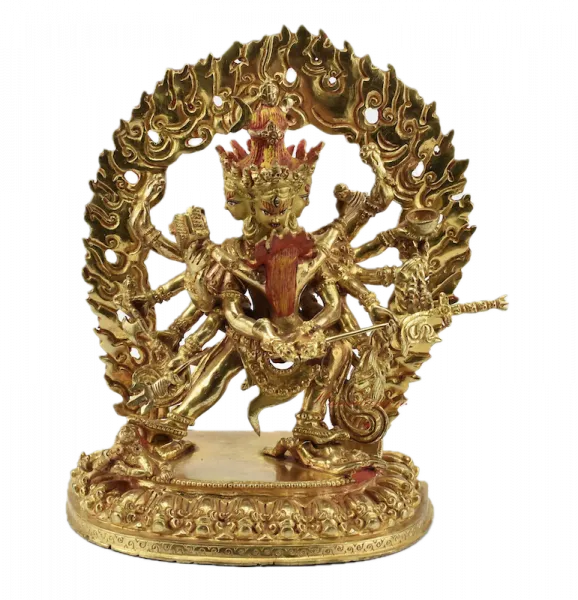 Chakrasamvara 12 armige Statue 22 cm vollvergoldet