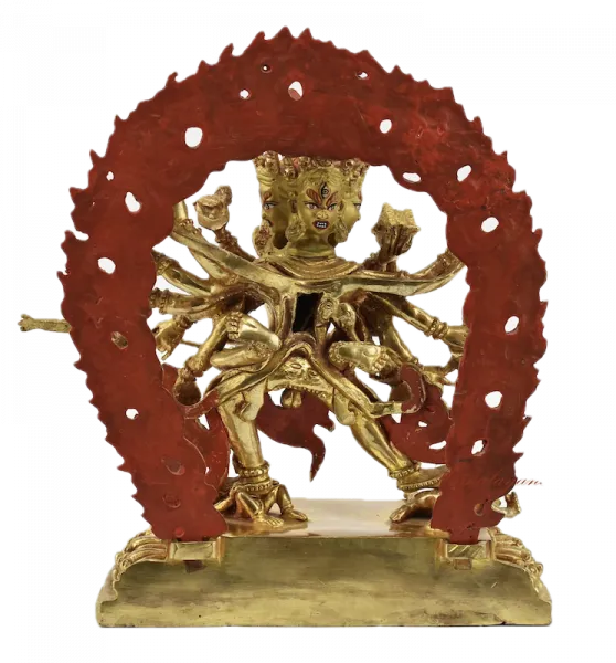 Chakrasamvara 12 armige Statue 22 cm vollvergoldet
