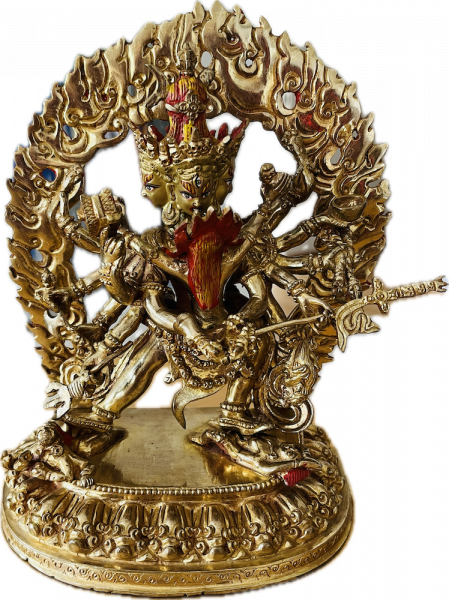 Cakrasamvara 12 arm Statue 8 Inch fullgold