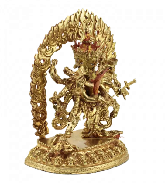 Chakrasamvara 12 armige Statue 22 cm vollvergoldet