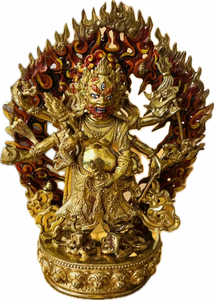 White Mahakala Statue 8 Inch fullgold
