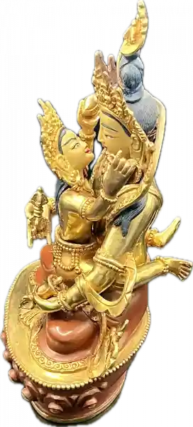 Vajrasattva with Consort Statue 9 Inch halfgold