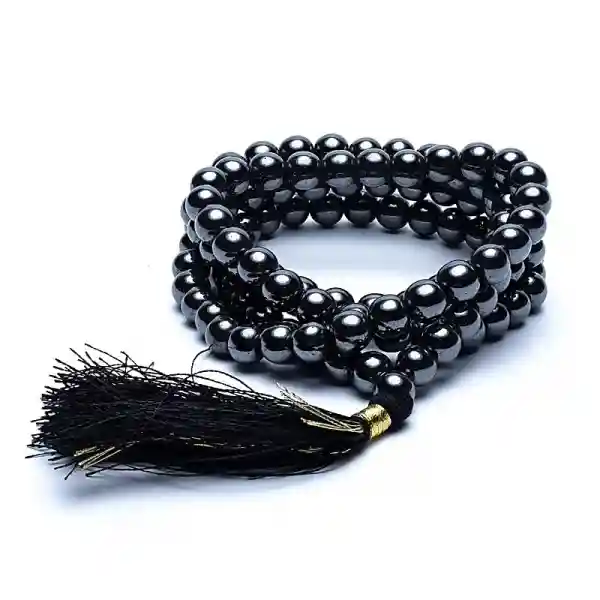 Mala Haematite AA quality 108 beads + brocade bag