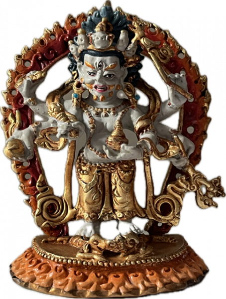 white mahakala statue copper coloured 10 cm