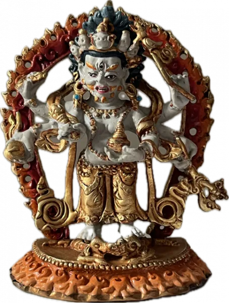 white mahakala statue copper coloured 10 cm