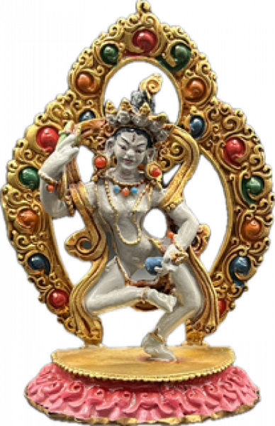 Machig Labdrön Statue aus Kupfer fein bemalt 10 cm