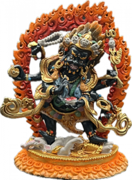 mahakala six arm statue copper coloured 4 inch