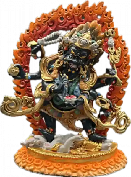 mahakala six arm statue copper coloured 4 inch