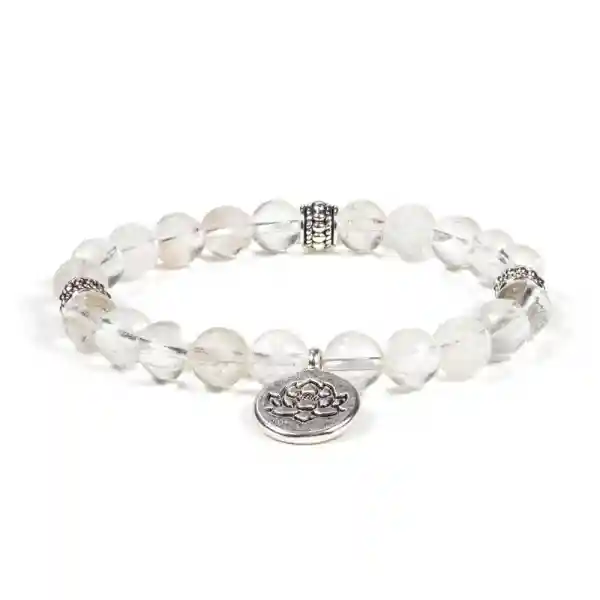 Bergkristall Handmala/Armband elastisch mit Lotus