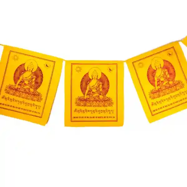Tibetan prayer flags Shakyamuni Buddha
