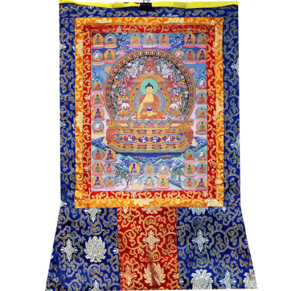 Sakyamuni Buddha mit 35 Buddhas Thangka Reproduktion