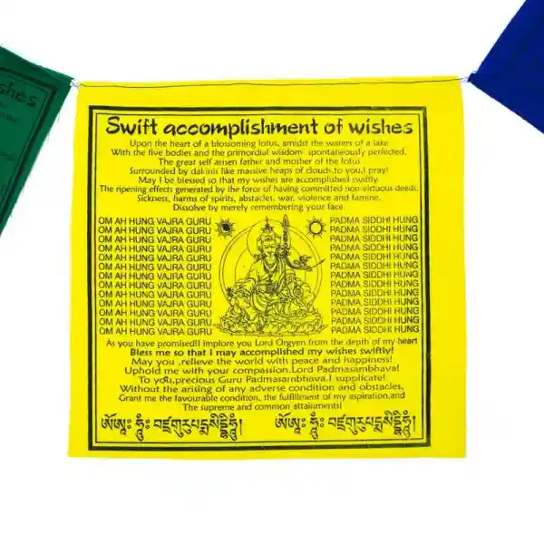 Tibetische Gebetsfahnen Guru Rinpoche in Englisch