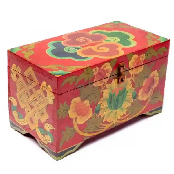 Treasure box Tibetan hand painted spirals