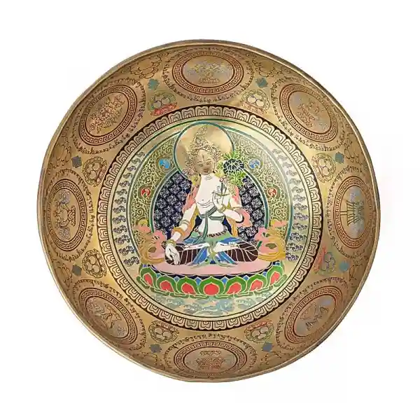 Singing bowl White Tara hand-painted