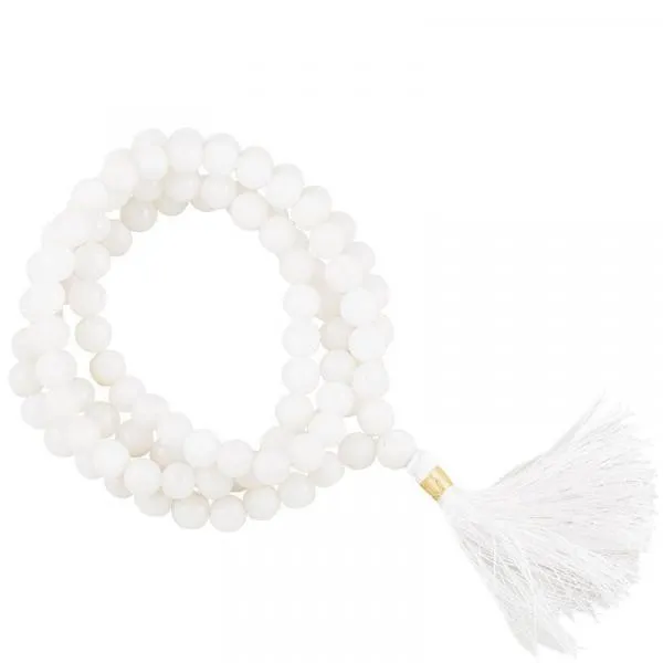 Mala weißer Achat, AA Quality 108 Perlen