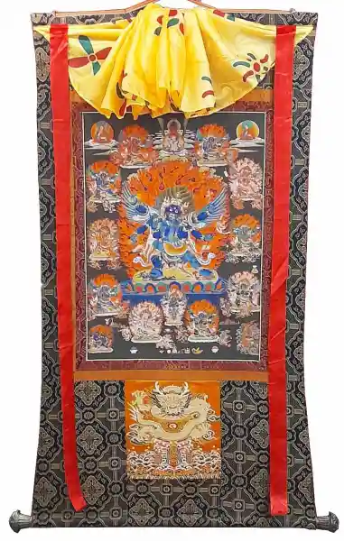 Vajrakilaya thanka with brocade 2