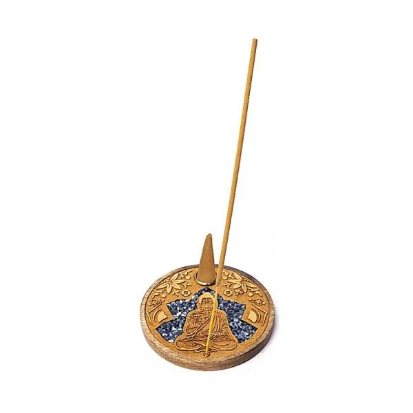 Räucherstäbchen & Kegel Halter Buddha Sodalit
