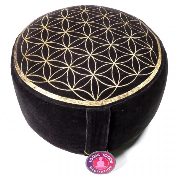 Meditationskissen: Blume des Lebens anthrazit