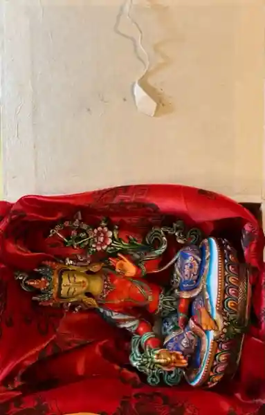 Painted Red Tara Statue
