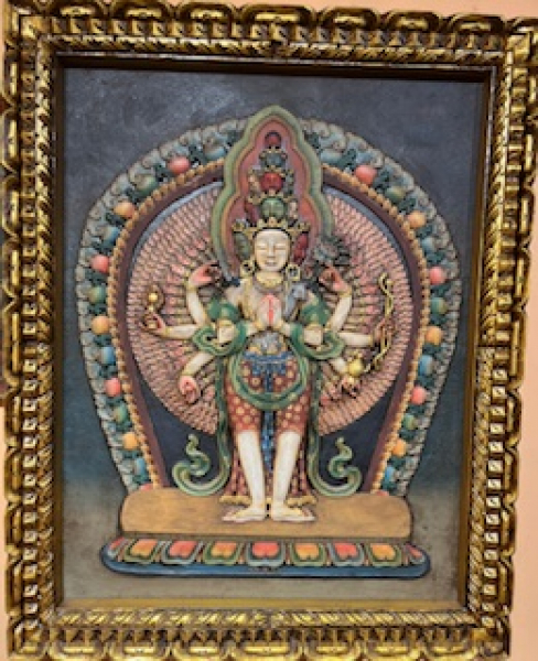 1000arm Chenresig 3D Kunst in Holzrahmen