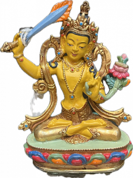 Manjusri statue copper coloured 4 inch