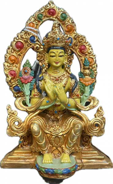 Maitreya Statue copper coloured 4 inch