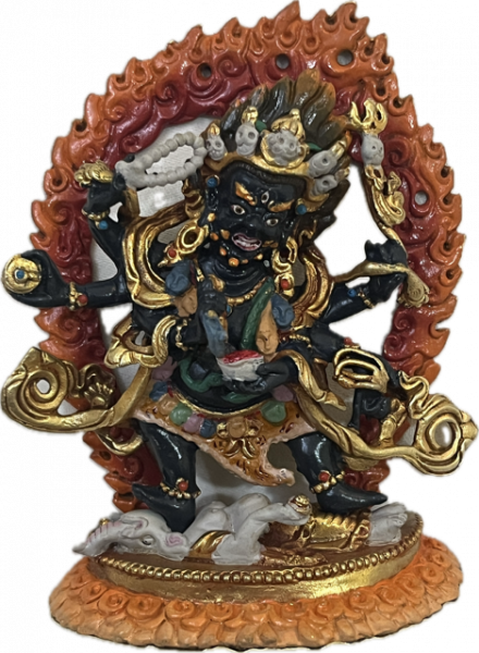 Mahakala 6arm Statue aus Kupfer bemalt 10 cm