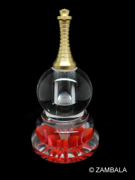 Acrylic Stupa Brass Top With Lotus Base