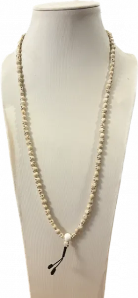 Knochenmala 108 schädelförmige Perlen & Guru Perle 8mm