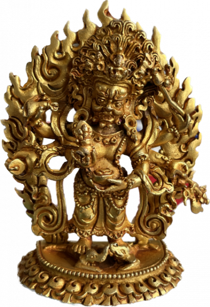 White Mahakala Statue 4 Inch gold plated