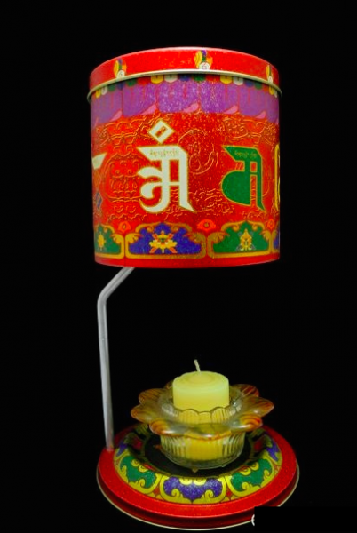 Avalokiteshvara (Chenresig) Gebetsmühle mit Kerzenantrieb