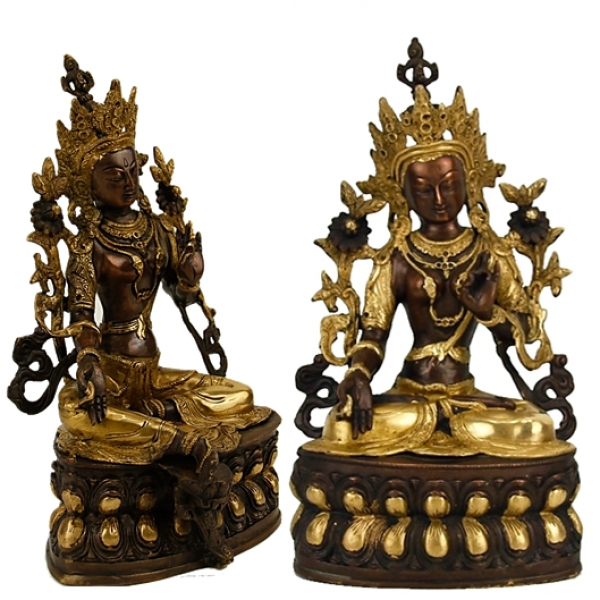 Weiße Tara Statue Messing/goldfarben
