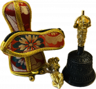 Glocke und Vajra klein vergoldet mit Hülle