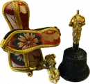 Glocke und Vajra klein vergoldet mit Hülle