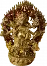 Weißer Mahakala 6armig Statue 21 cm vollvergoldet