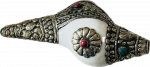 Ritual shell with white metal Puja