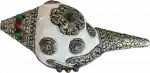 Ritual shell with white metal Puja big