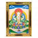 Buddha Chenrezig thangka panel wood