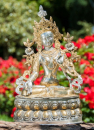 Weiße Tara Statue Messing versilbert