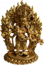 Weißer Mahakala Statue 10 cm vergoldet