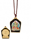 Painted Green Tara with Gold Plated Mantra