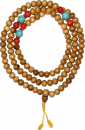 Sandelwood Mala with Blue and red Stone 108 Beads 8mm