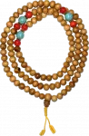 Sandelwood Mala with Blue and red Stone 108 Beads 8mm