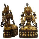 Weiße Tara Statue Messing/goldfarben
